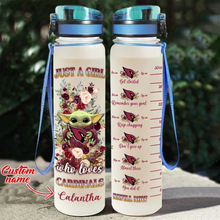 Baby Yoda Hug Arizona Cardinals Water Tracker Bottle
