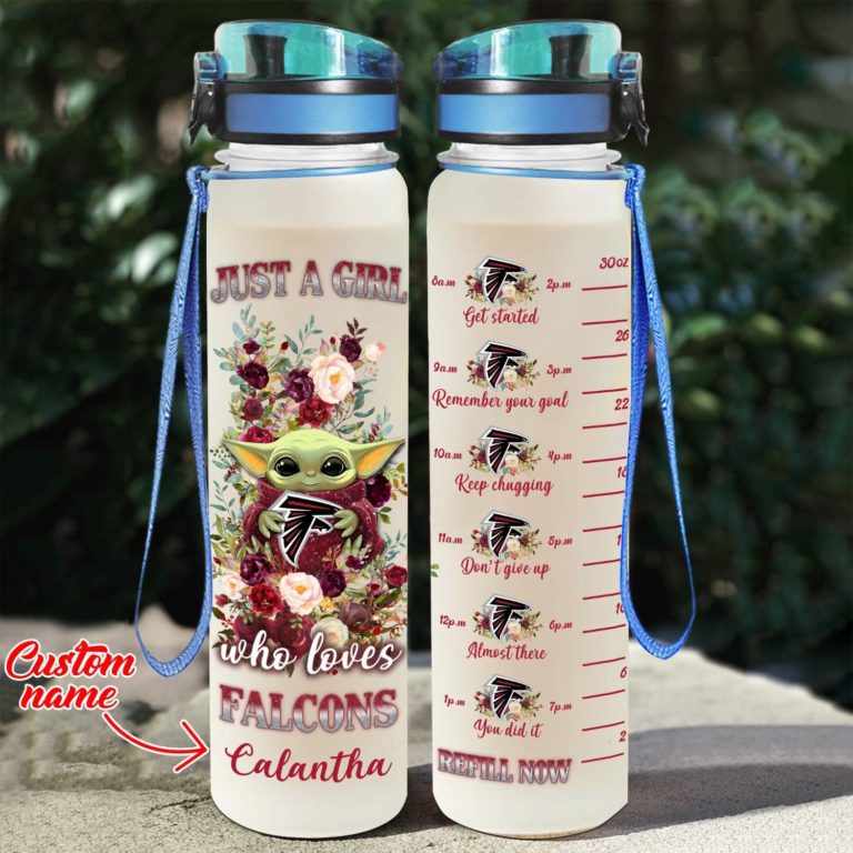 Baby Yoda Hug Atlanta Falcons Water Tracker Bottle