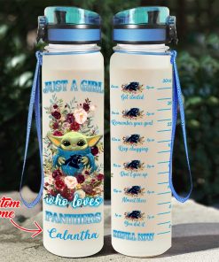 Baby Yoda Hug Carolina Panthers Water Tracker Bottle Baby Yoda Hug Carolina Panthers Water Tracker Bottle
