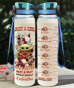 Baby Yoda Hug Chicago Bears Water Tracker Bottle Baby Yoda Hug Chicago Bears Water Tracker Bottle