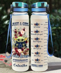 Baby Yoda Hug Dallas Cowboys Water Tracker Bottle Baby Yoda Hug Dallas Cowboys Water Tracker Bottle