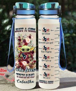 Baby Yoda Hug Houston Texans Water Tracker Bottle