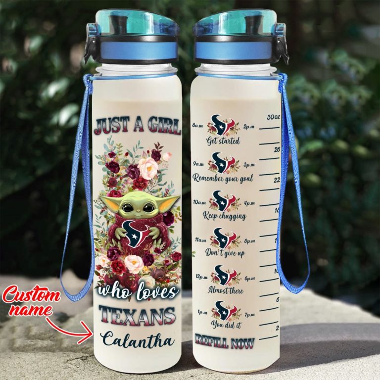 Baby Yoda Hug Houston Texans Water Tracker Bottle