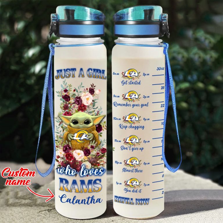 Baby Yoda Hug Los Angeles Rams Water Tracker Bottle