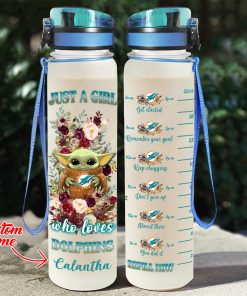 Baby Yoda Hug Miami Dolphins Water Tracker Bottle Baby Yoda Hug Miami Dolphins Water Tracker Bottle