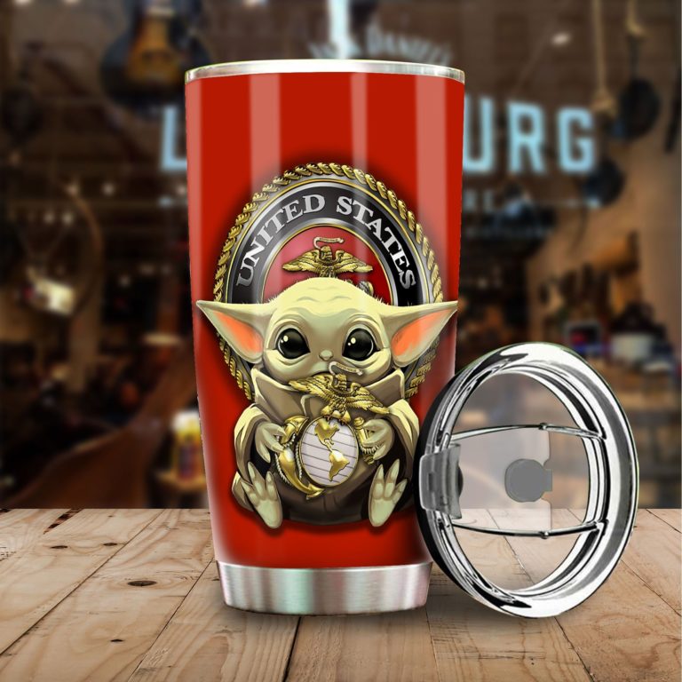 Baby Yoda Hug Us Marine Corps Personalized Tumbler
