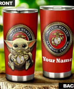 Baby Yoda Hug Us Marine Corps Personalized Tumbler