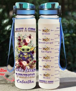 Baby Yoda Hug Minnesota Vikings Water Tracker Bottle Baby Yoda Hug Minnesota Vikings Water Tracker Bottle