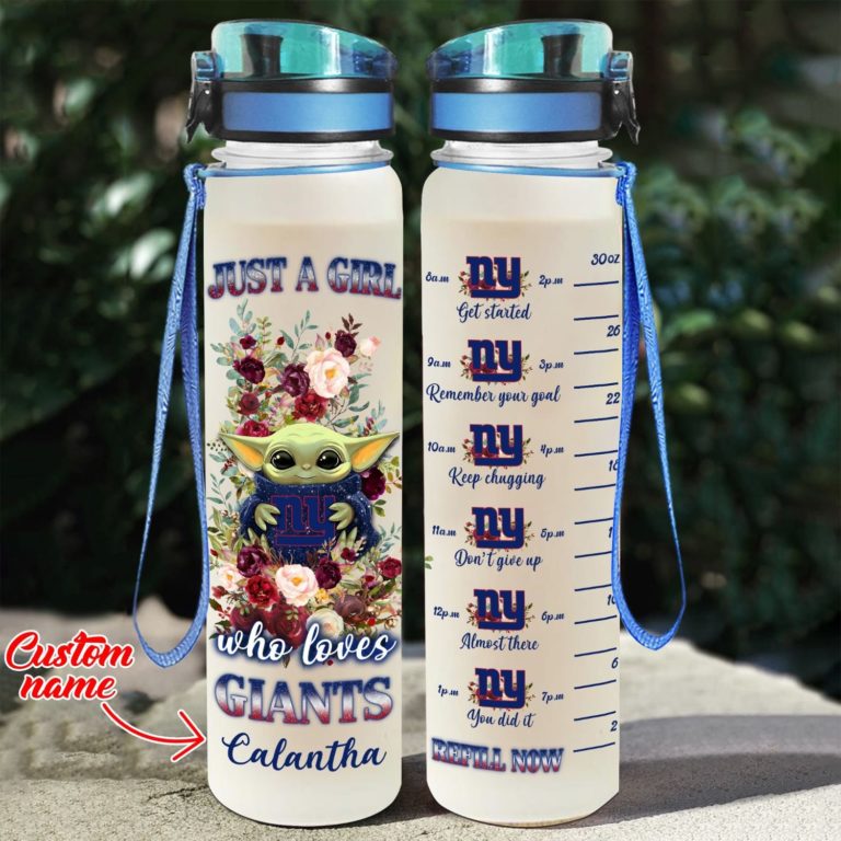 Baby Yoda Hug New York Giants Water Tracker Bottle