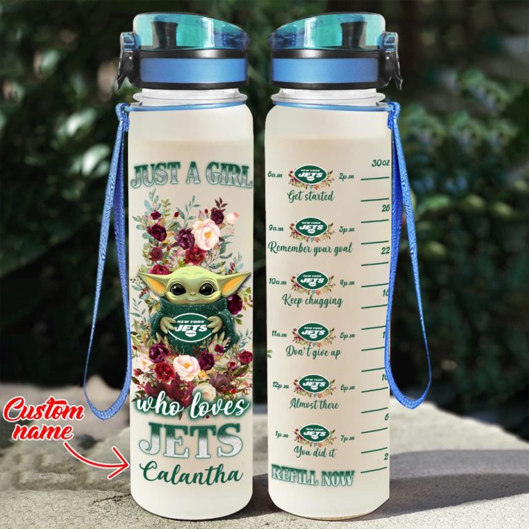Baby Yoda Hug New York Jets Water Tracker Bottle
