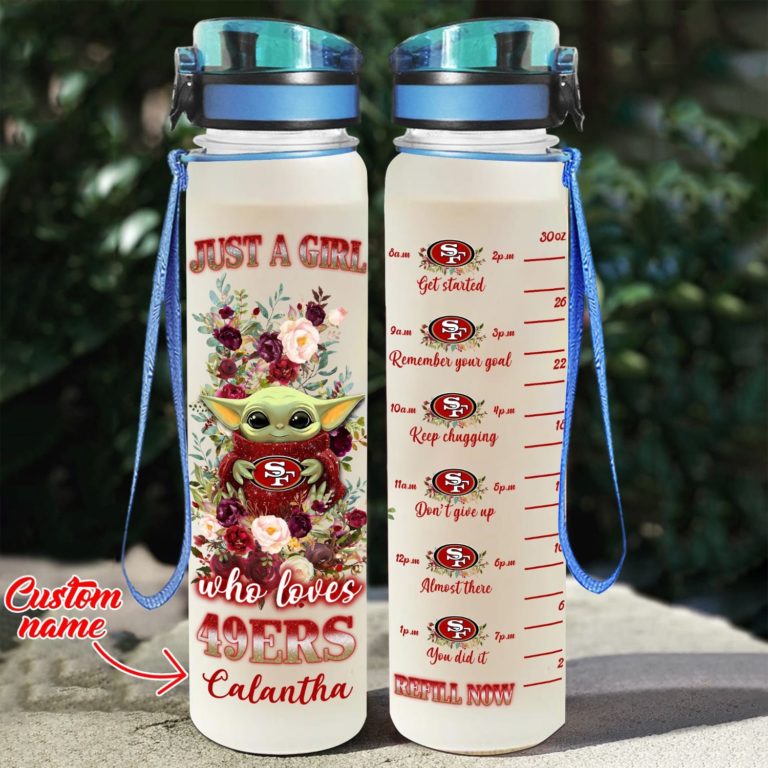Baby Yoda Hug San Francisco 49ers Water Tracker Bottle