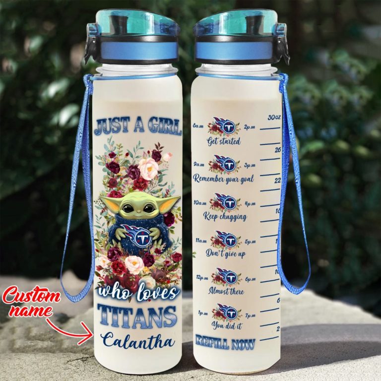 Baby Yoda Hug Tennessee Titans Water Tracker Bottle