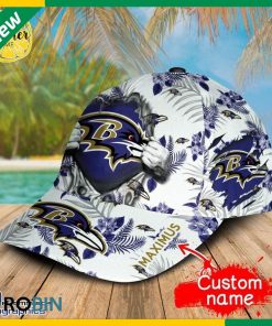 Custom NFL Baltimore Ravens 3d Hawaiian Pattern Cap