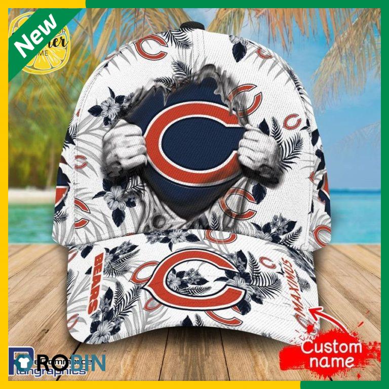 Personalized NFL Chicago Bears All Over Print Tropical Flowers Cap