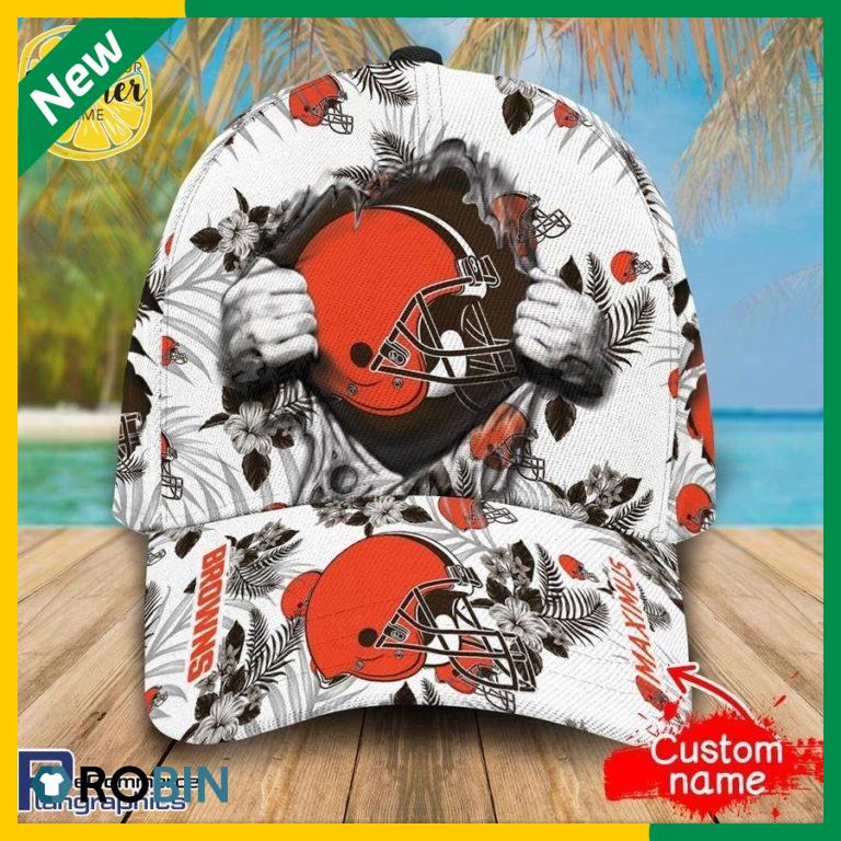 Custom NFL Chicago Browns 3d Tropical Flowers Cap