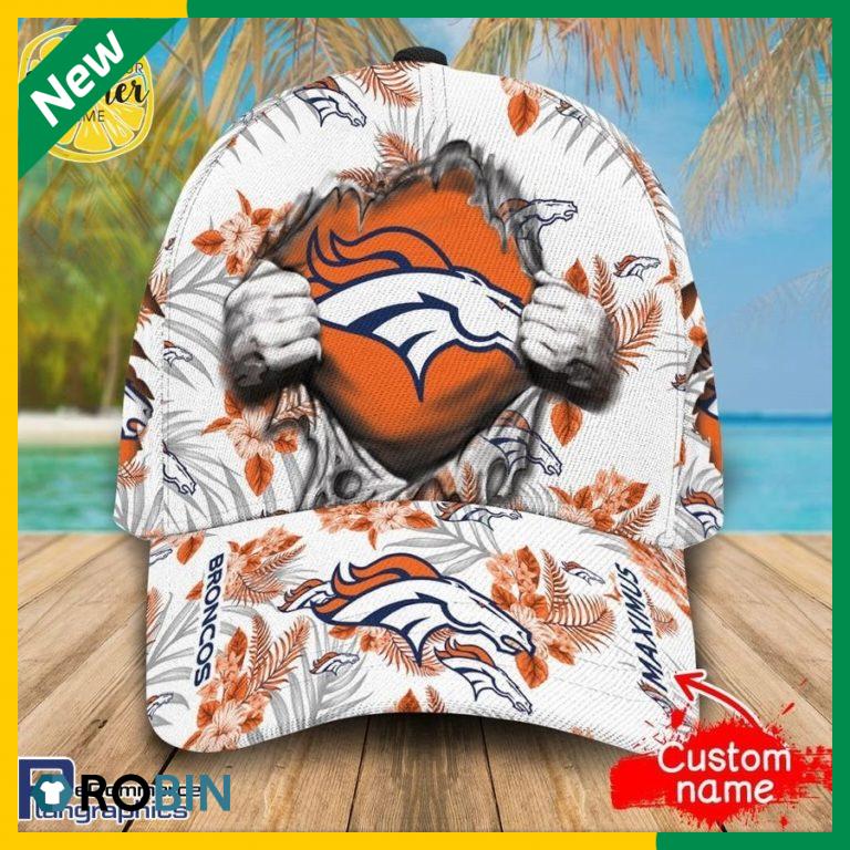Personalized NFL Denver Broncos 3d Tropical Flowers Cap