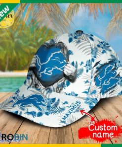 Custom NFL Detroit Lions 3d Hawaiian Pattern Cap