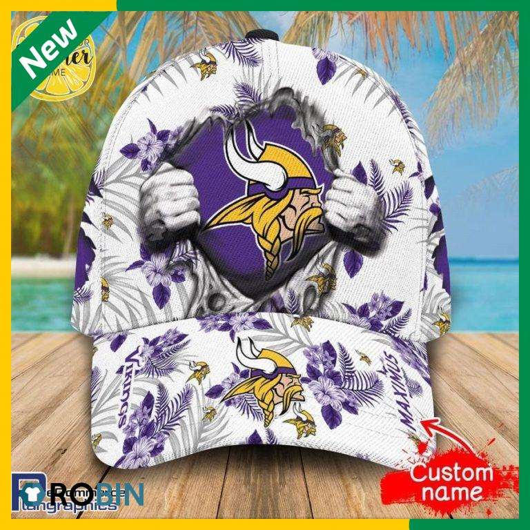 Custom NFL Minnesota Vikings All Over Print Hawaiian Pattern Cap