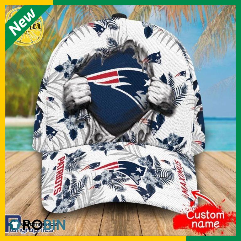 Personalized NFL New England Patriots 3d Tropical Flowers Cap