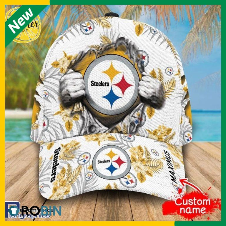 Custom NFL Pittsburgh Steelers All Over Print Tropical Flowers Cap