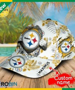 Custom NFL Pittsburgh Steelers All Over Print Tropical Flowers Cap