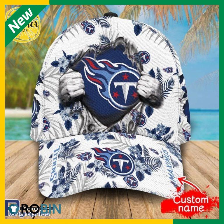 Custom NFL Tennessee Titans 3d Tropical Flowers Cap