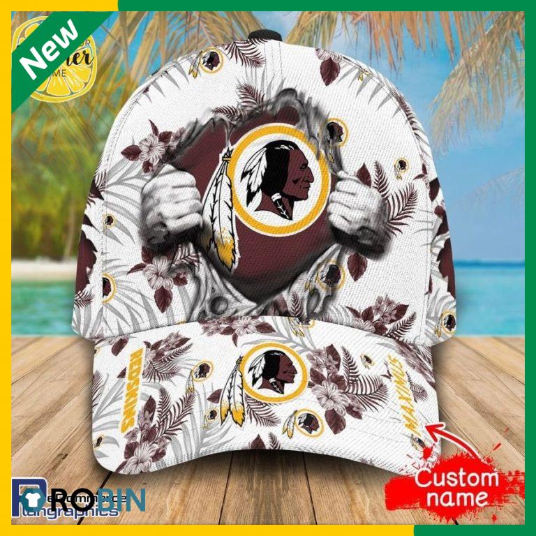 Custom NFL Washington Redskins 3d Hawaiian Pattern Cap