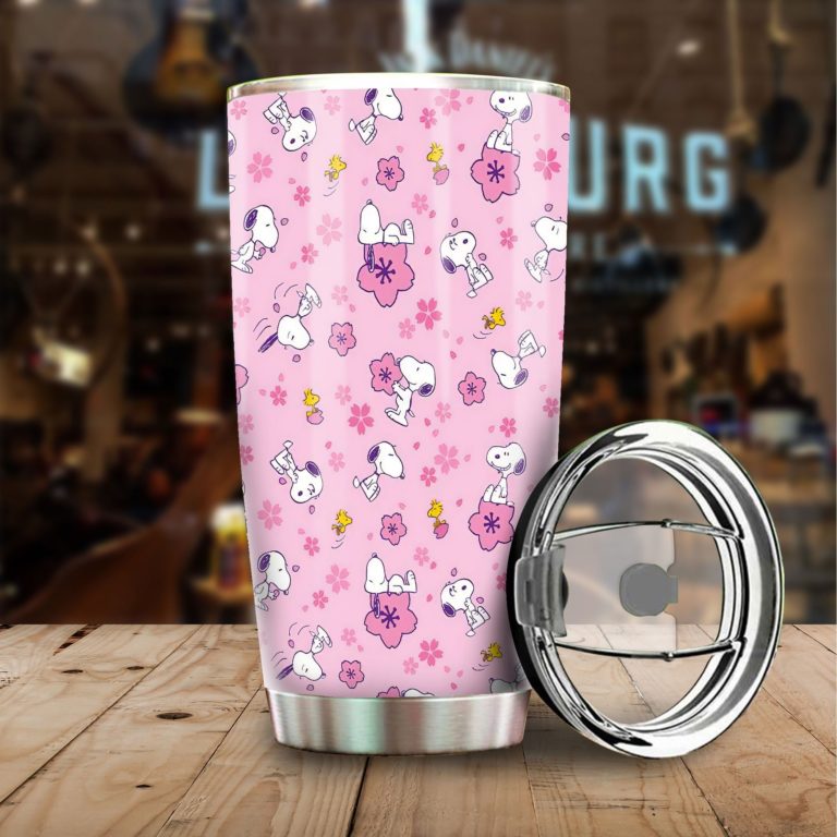 Snoopy Pink Pattern Stainless Steel Tumbler