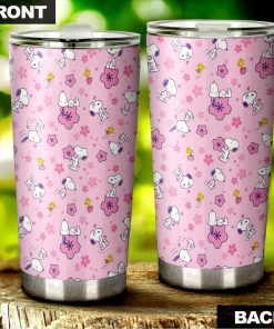 Snoopy Pink Pattern Stainless Steel Tumbler