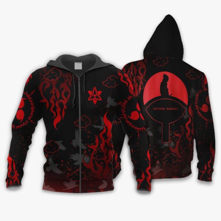 Uchiha Sasuke Naruto Symbols All Over Print Hoodie
