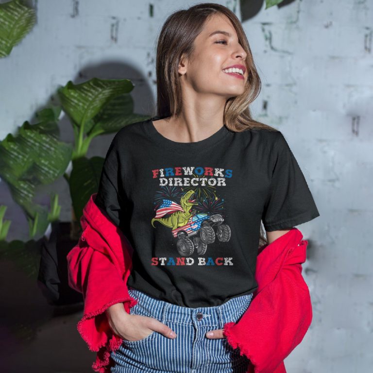 4th of July Fireworks Director T Rex Monster shirt