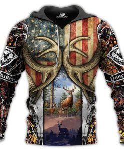 Deer Hunter US Flag Pattern 3D All Over Print Hoodie Deer Hunter US Flag Pattern 3D All Over Print Hoodie