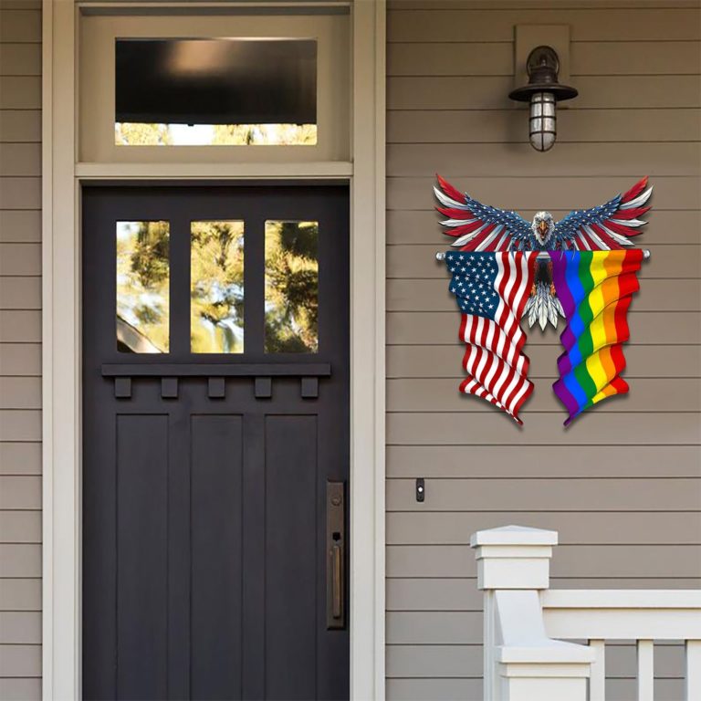 Bald Eagle LGBT Flag Proud Cut Metal Sign