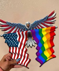 Bald Eagle LGBT Flag Proud Cut Metal Sign Bald Eagle LGBT Flag Proud Cut Metal Sign