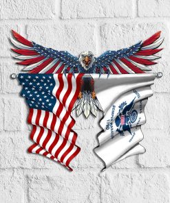 Bald Eagle US Coast Guard and US Flag Cut Metal Sign Bald Eagle US Coast Guard and US Flag Cut Metal Sign