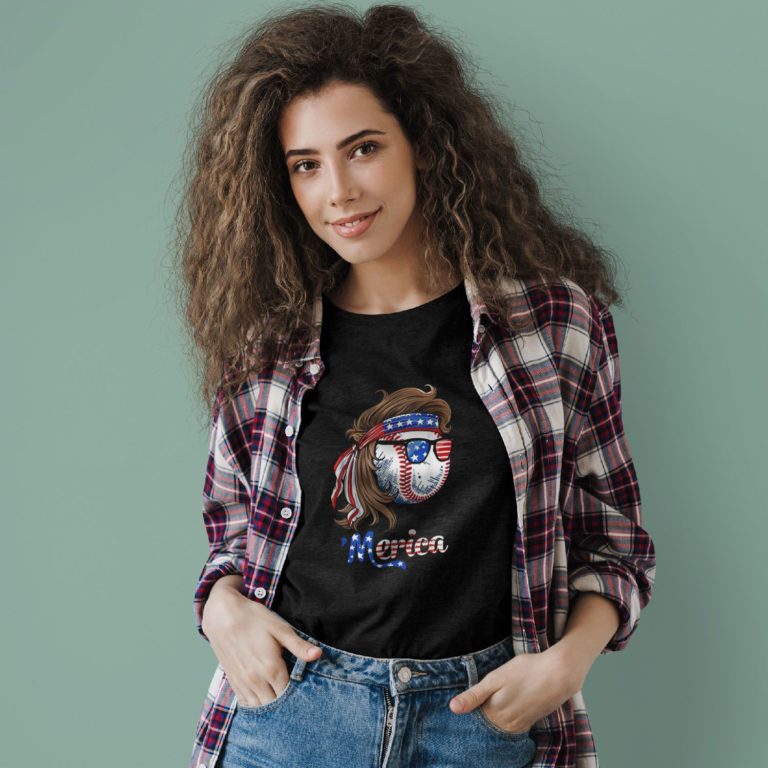 Baseball Mullet American Flag Merica Fathers Day Shirt