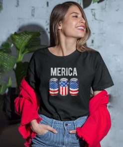 Beer American Flag 4th of July Merica USA Drinking Shirt