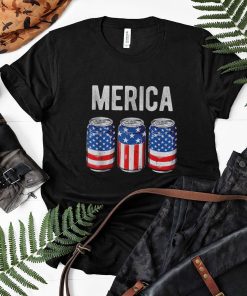 Beer American Flag 4th of July Merica USA Drinking Shirt