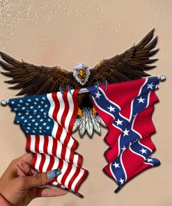 Confederate and United States Flag Cut Metal Sign Confederate and United States Flag Cut Metal Sign