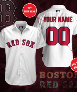 Custom Boston Red Sox Short Sleeve Button Up Shirt
