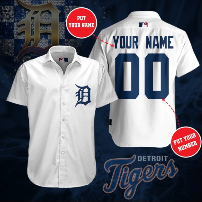 MLB Custom Detroit Tigers Casual Button Up Shirt