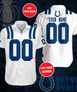 Custom Indianapolis Colts Short Sleeve Button Up Shirt