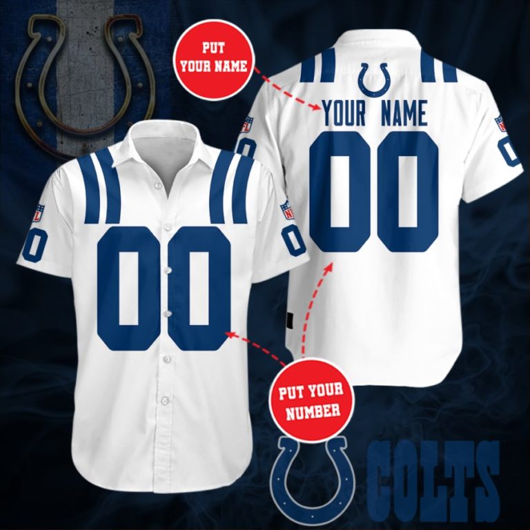 Custom Indianapolis Colts Short Sleeve Button Up Shirt