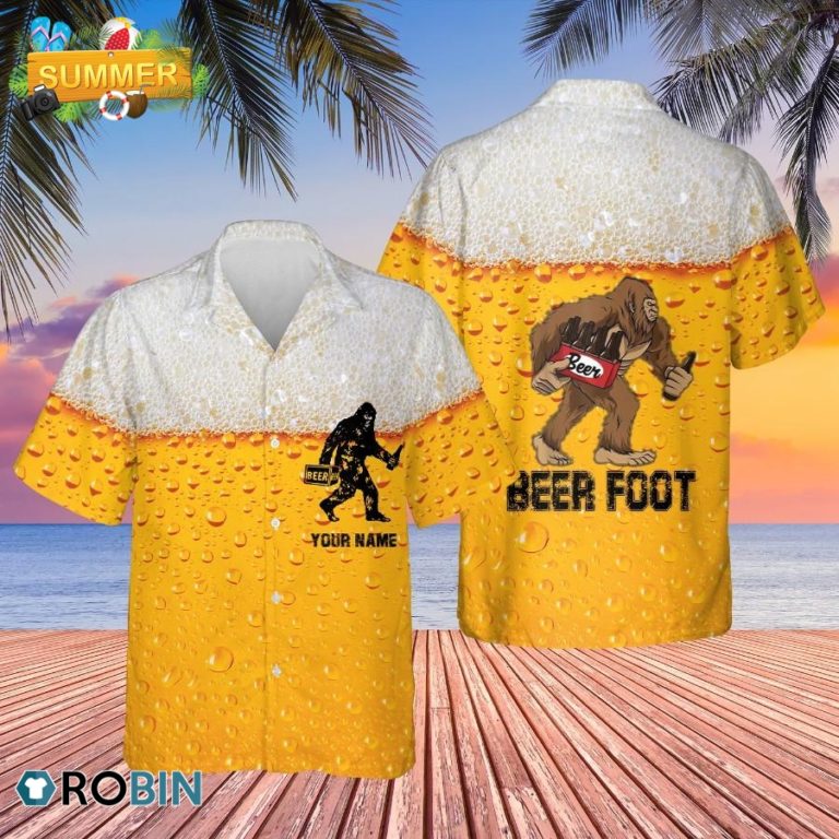 Custom Name Beer Big Foot Hawaii Shirt