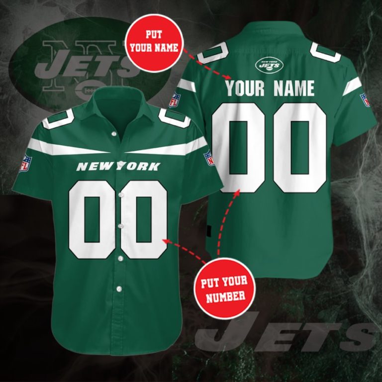Custom New York Jets Short Sleeve Button Up Shirt