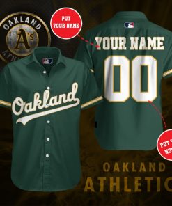 Custom Oakland Athletics Short Sleeve Button Up Shirt