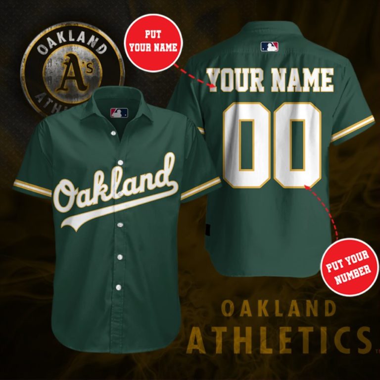 Custom Oakland Athletics Short Sleeve Button Up Shirt