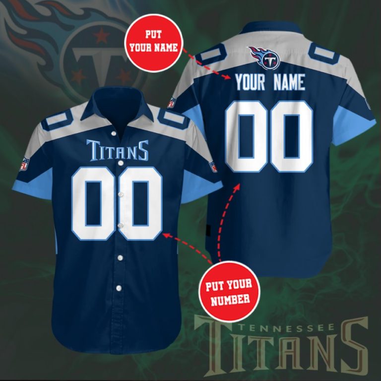 Custom Tennessee Titans Team Short Sleeve Button Up Shirt