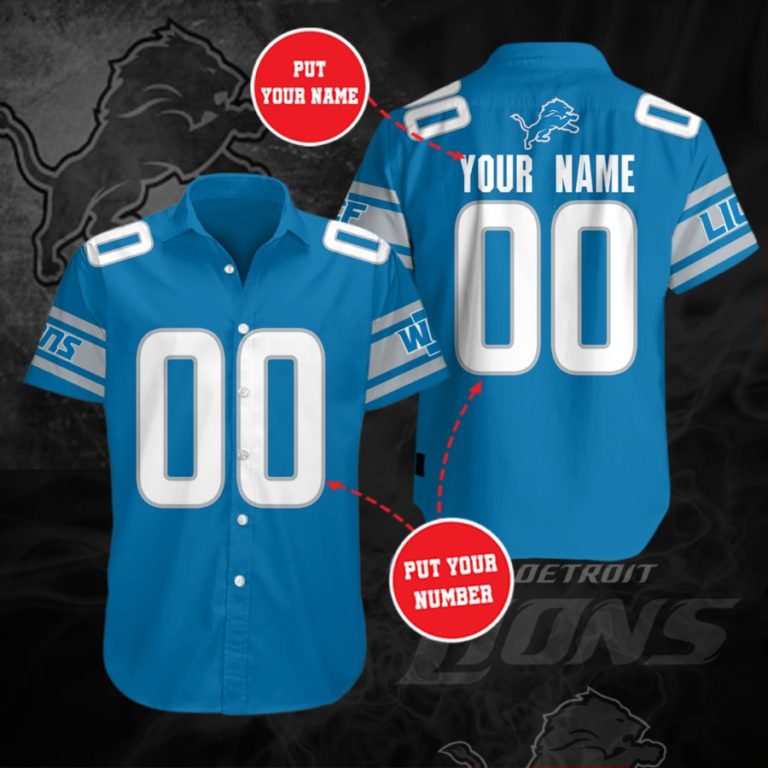 NFL Detroit Lions Short Sleeve Button Up Shirt