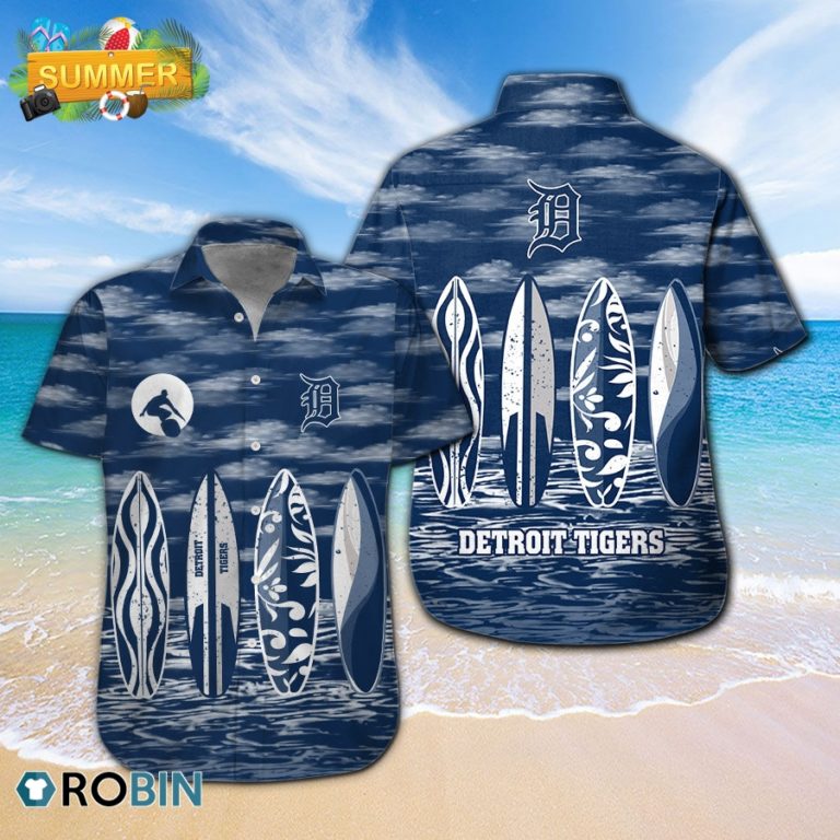 Detroit Tigers Surfboard Summer Beach Hawaiian Shirts